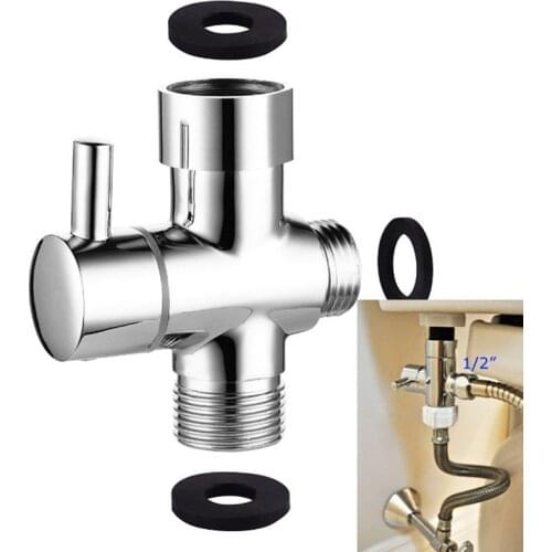Brass Bathroom Toilet Bidet G1/2" Bidet Shower Diverter Valve 3 Way Shower Faucet Tee Connector Valve Tool Bathroom Accessories