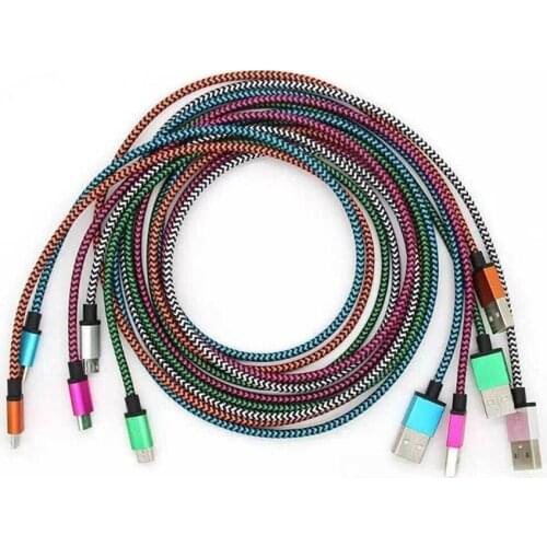 Micro USB Cable For iPhone Samsung Type-c Charging Charge Wire for Mobile Phone Microusb Cables 1m 2m 3m 500pcs