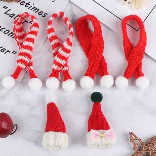 Handmade Cute Christmas Hat Scarf for Barbie Hat Scarf 1:6 1:12 Doll Accessories Best Xmas Gift for Baby Kids Girls
