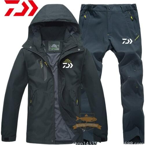 2021 Daiwa Men Fishing Jacket Autumn Winter Windproof Waterproof Warm Hooded Jacket Outdoor Sport Camping Hiking Fishing Suits