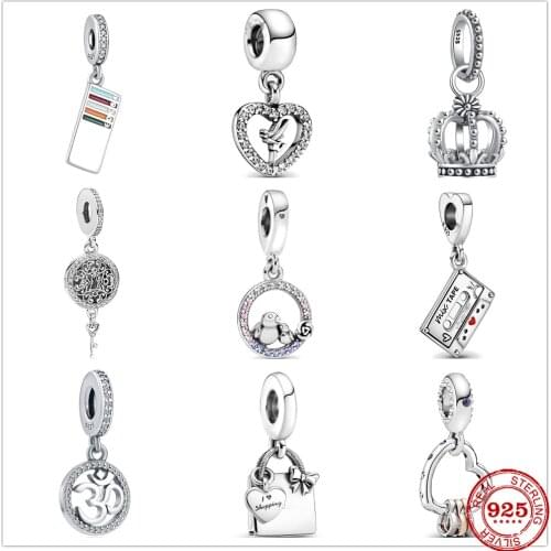 New 925 Sterling Silver Crown Lovebird Dancer Shopping Bag Dangle Beads Fit Original Charms Pandora Bracelet Bead Jewelry making