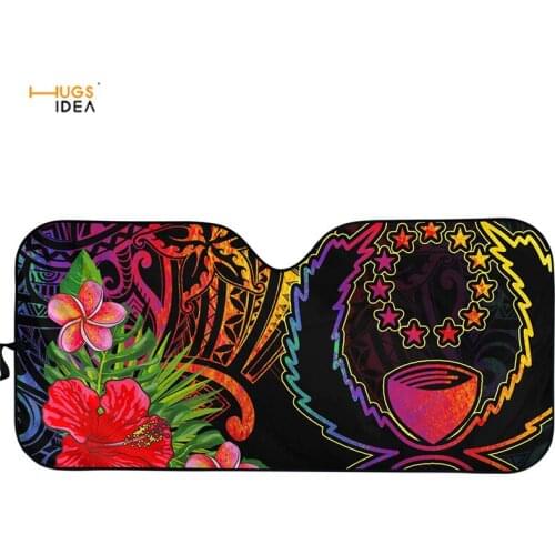 Pohnpei Front Car Windshield Sunshade Window Sun Shade Sunshade Visor Film For Car Window Auto Accessories Tribal Hibiscus Print