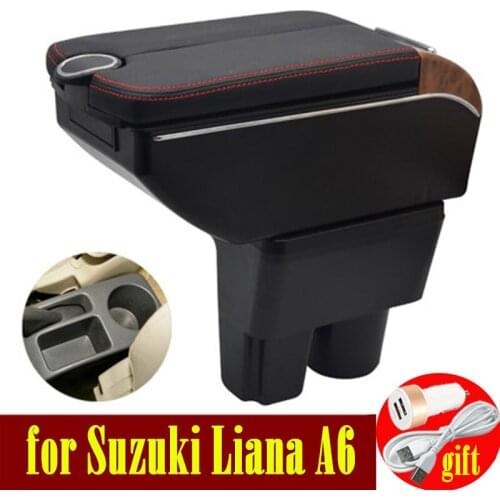 For Suzuki Liana A6 Armrest Box Double doors open 7USB Centre Console Storage Box Arm Rest