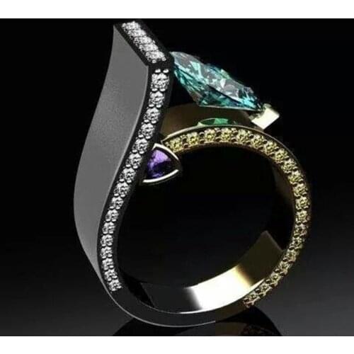 Luxury Blue Crystal Zircon Wedding Rings For Women Modern Times Promise Love Engagement Rings Jewelry 2019 New Z3P340