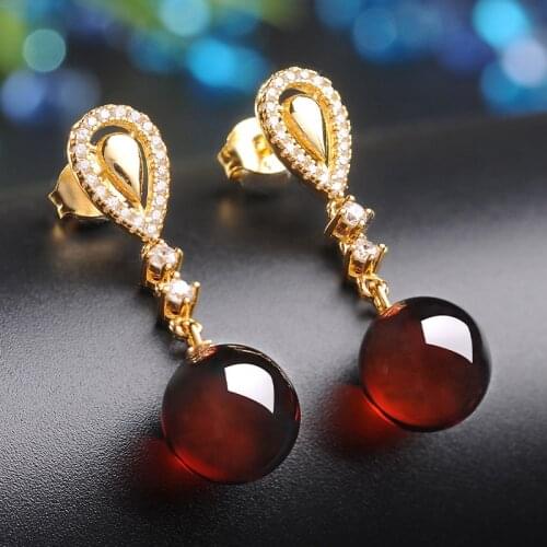 18K Rose Gold Earrings for Women CGenuine Ruby Jewelry Wedding Anniversary Christmas Gift Anillos Mujer womens earrings