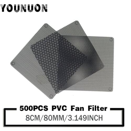 500PCS Cooling Fan Filter PVC 80X80MM PC Fan Case Dust Filter Strainer Cuttable Dustproof Mesh Fans 8cm 80mm
