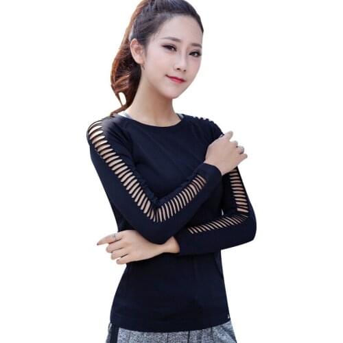 Long Sleeve Sport Shirt Women Gym White Yoga Crop Tops Workout Tops Fitness Running Sport T-Shirts Training Sportswear