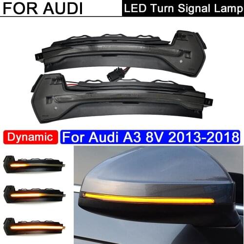 2Pcs Error Free LED Side Rearview Mirror Light Dynamic Amber Turn Signal Indicator Lamp For Audi A3 8V 2013-2018