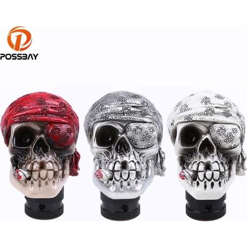 POSSBAY Universal Gear Shift Knob Car Skull Head Modification Resin Shift Knob for BMW Golf Opel Peugeot Gear Stick
