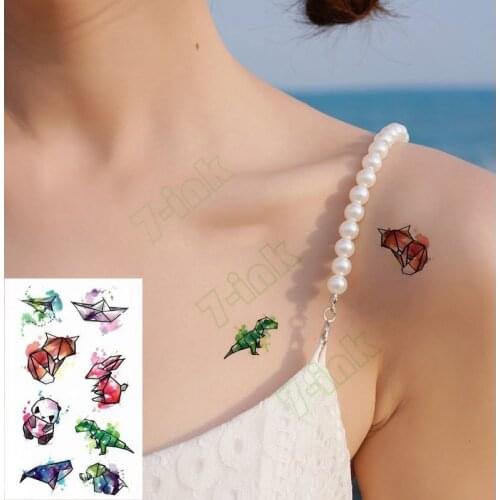 Waterproof Temporary Tattoo Sticker Cute Watercolor Animal Dinosaur Fox Panda Body Art Tatto Flash Fake Tatoo for Kids Adults