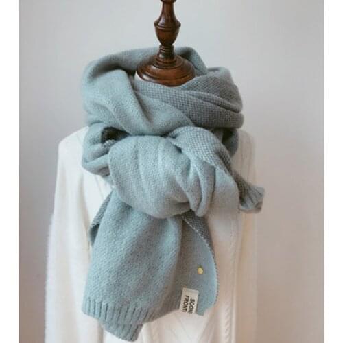 2020 Women Solid Cashmere Scarves Lady Winter Thicken Warm Soft Pashmina Shawls Wraps Pink Black Female Knitted Wool Long Scarf