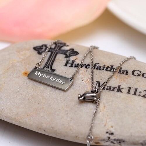 2018 Fashion New Hollow Out Stainless Steel Corrosion My lucky day Necklace Pendant Necklace for Women Girls Party Birthday Gift