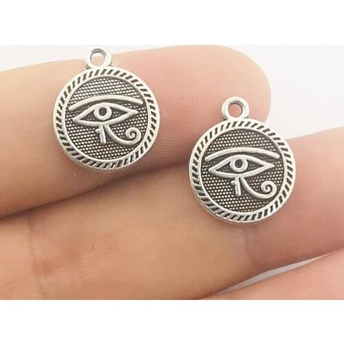 10pcs 18*15mm Charm Eye Of Horus Silver Colors The Eye Of Horus Charms Double Sided Eye Pendant Charms For Jewelry Making