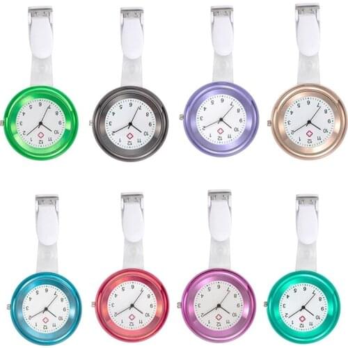 10pcs/lot Fashion Colourful Big Dial Alloy Metal Plating Simple New Nurse Doctor Hospical Officer Quartz Clips Hang Watch Clock
