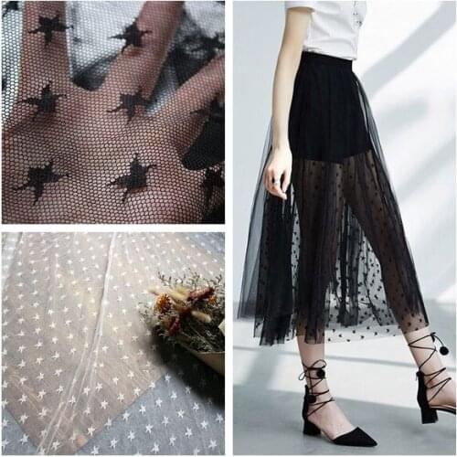2yards star mesh fabric soft elastic net tulle for sewing cloth doll/evening dress/fashion show