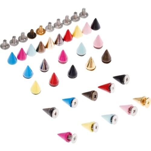 20 Sets Metal Screw Knob Tip Rivets Stud Spikes Handbag Belt Shoes Punk Rivets Leather Craft Buckles Accessories DIY Handmade