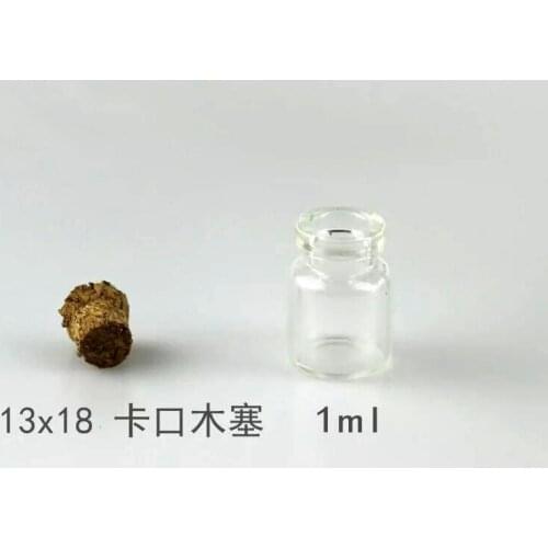 20pcs/lot 13*18mm 0.6ml Cute Mini Messages Wishing Glass Bottle Vials Charms Pendants Clear Transparent Bottles Cork Glass Vials