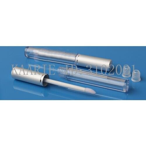 3ML 60pcs/lot Silver Round Slim Cosmetic Lip Gloss Tube, DIY Plastic Lipstick Package, Clear Empty Portable Lipgloss Container