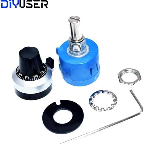 3590S-2-103L 3590S 10K ohm Precision Multiturn Potentiometer 10 Ring Adjustable Resistor + Turns Counting Dial Rotary Knob