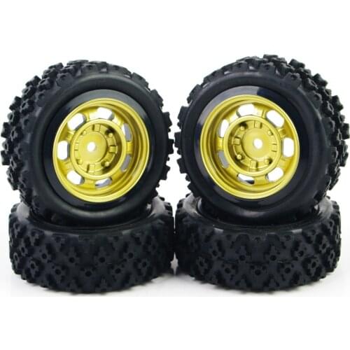 4Pcs/Set 1:10 Scale Rally Racing Rubber Tires and Wheel Rim With 6mm Offset 12mm Hex Fit Off-Road RC Car Accessories