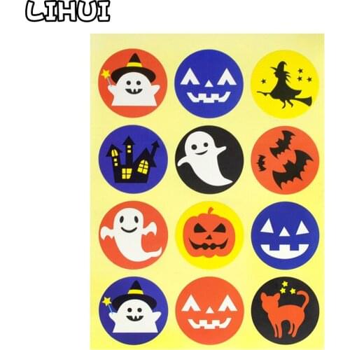 5 PCS Halloween Ghost Stickers Funny Toys for Children Pumpkin Decals to Stick on Face Party Decor Laptop Case Candy Bag Labels
