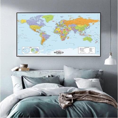 84*59cm The World Political Map Canvas Painting Retro Art Poster Wall Stickers Card Living Room Home Decoration Study Supplies