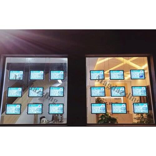 A3 One Side Landscape Real Estate Shop LED Window Display Illuminated Acrylic Signs Cable Hanging Crystal Light Box(18PCS/lot)