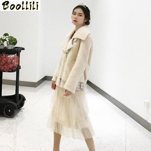 Boollili Sheep Shearing Real Fur Coat Women 100% Wool Jacket Women Clothes 2020 Winter Coat Women Korean Fur Tops