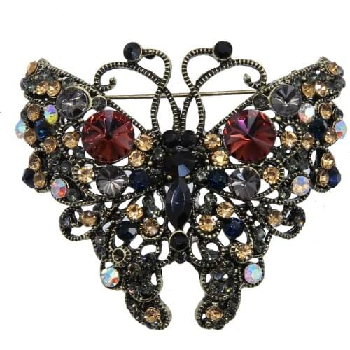 Fashion BIG Butterfly Brooches For Women Perfect Rhinestone Crystal Hijab Pins Christmas Gift Brooches wholesale