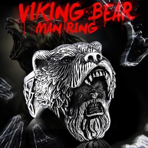 Cemented Alloy Carbide Viking Bear Man Ring Odin high quality Amulet Pagan Punk Ring Charm Jewelry wholesale