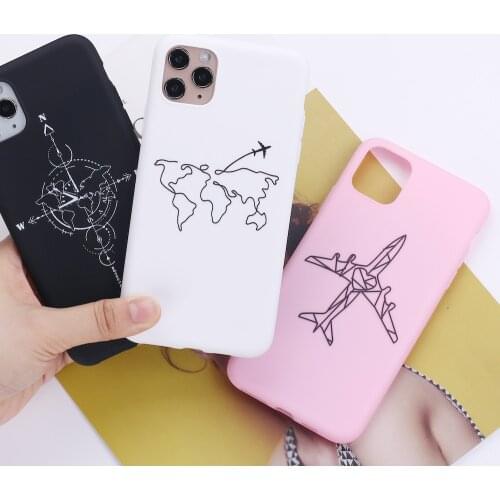 World Map Compass Flight Adventure Phone Cover For iPhone 12 11 Pro X XS XR Max 7 8 7Plus 8Plus 6S Soft Silicone Candy Case