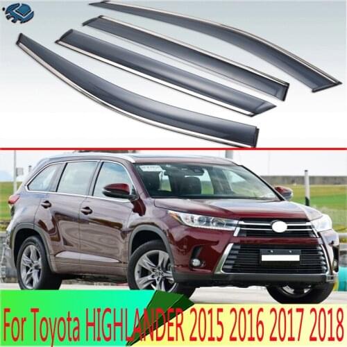 For Toyota HIGHLANDER 2015 2016 2017 2018 Plastic Exterior Visor Vent Shades Window Sun Rain Guard Deflector