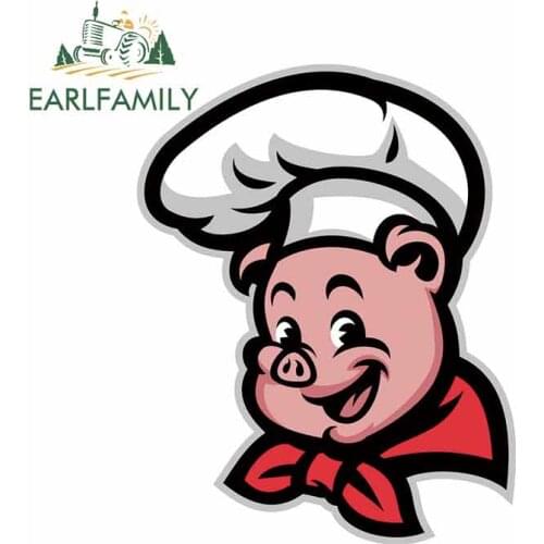 EARLFAMILY 13cm x 10.3cm For Pig Chef Motorcycle Car Stickers Personality Decal Windshield Waterproof Suitable For VAN RV