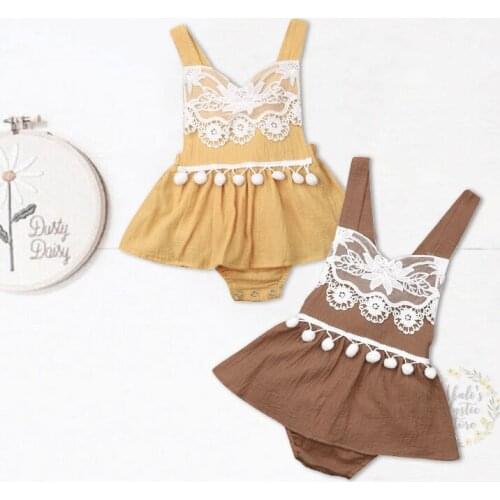 FOCUSNORM 4 Colors Lovely Baby Girls Rompers 0-24M Lace Flowers Sleeveless Backless Jumpsuits