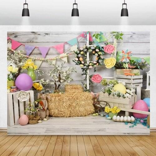 Photo Backdrop Autumn Farm Haystack Flower Easter Eggs Newborn Baby Child Shoot Photography Background Photocall Photo Studio