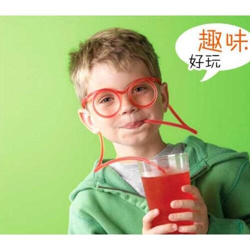Hot DIY Straw Childrens Creative Cartoon Cute Fun Wacky Glasses Straw Toys Household items Drinkware