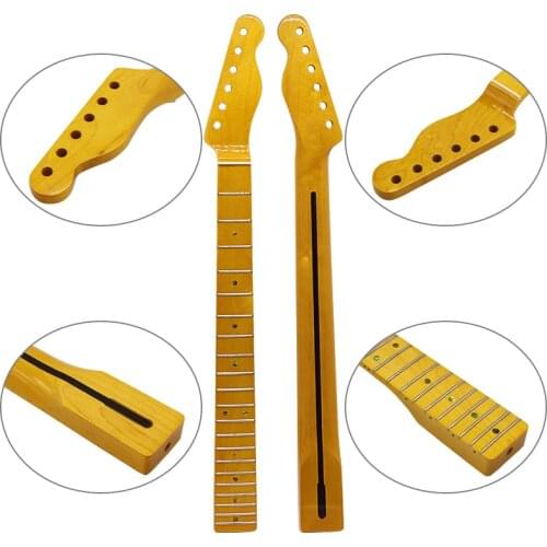 One Piece Wood Yellow TL Guitar Neck Canada Maple TL Electric Guitar Neck 6 Strings Guitar Arm Glossy 21 Frets 5.65cm Heel Width