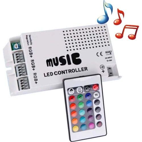 Ir Remote Control Led Controller for Rgb Tape 12v 24v Led Music Controller Output 72w 144w 3 load Music RGB Controller