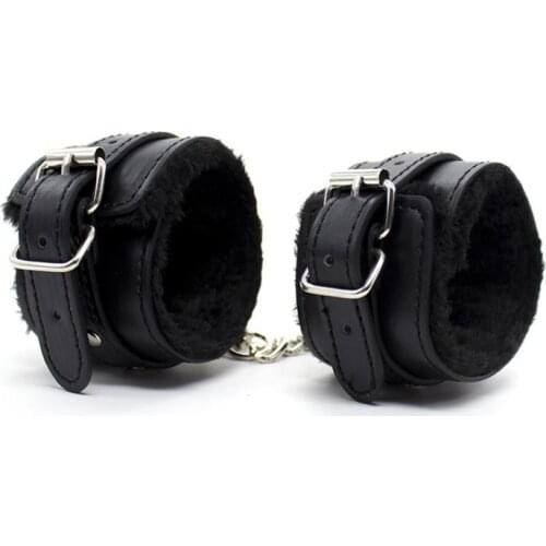 PU Leather Erotic Plush Handcuffs & Ankle Cuffs Kit Cosplay Sex Toys BDSM Bondage Flirting For Adults Couples Slave Restraints