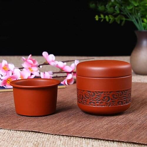 China Purple Clay Tea Cup Kung Fu Tea Set Porcelain Ceremonial Cup Portable Outdoor Travel Coffee Red Tea Cups Handmade Gifts