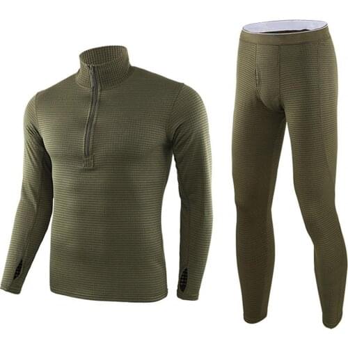 Men Winter Long Sleeve Zipper Top Pants Skinny Thermal Underwear Set Warm Outfit