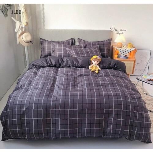 2020 summer bedding set geometry duvet cover flat sheet modern bed linen set stripe grid bed set AB side home textile pillowcase