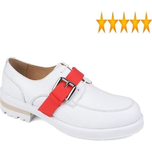 Leather Brand Genuine Men 100% Street Mixed Color Metal Buckle Casual Fashion Party Office Formal Shoes Plus Size 47