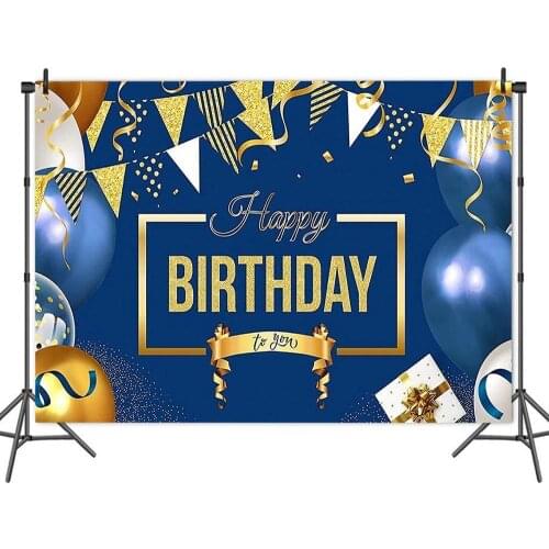 Colorful Balloon Navy Blue Birthday Theme Backdrop Photography Photo Boy Party Table Decoration Picture Kids Vinyl Background