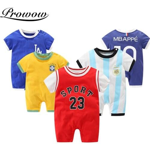 Prowow Summer Boy Baby Sleepwears Breathable Baby Soccer Jersey For Newborns Sport Toddlers Clothes Casual Childrens Overalls