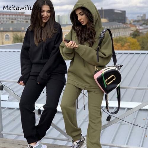 2020 Hot Sale Two Piece Set Autumn Womens Tracksuit Loose Hoodie And Pants Casual Sport Suit Winter 2 Piece Woman Set