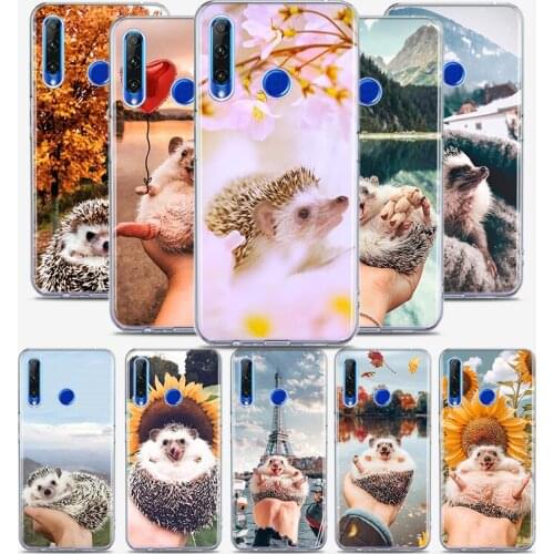 Cute Hedgehog Outing Silicone Cover For Honor 30 30S 30i 9 10 9A 9C 9S 9N 10i 10X 9X Lite Pro 5G Phone Case