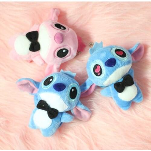 Disney Mini Stitch Plush Toys Stuffed Cartoon Plush Lilo Stitch Pendant with Hook Toys for Kids Baby Gifts Keychain Accessories