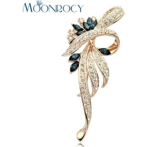 MOONROCY Free Shipping fashion Cubic Zirconia jewelry wholesale Rose gold Color Austrian Crystal Brooch for women gift