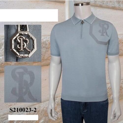 Billionaire Polo shirt mens silk 2021 summer fashion Business zipper collar geometrical figure gentleman free shipping